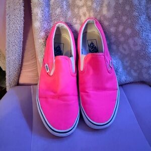 Vans Women's Neon Pink Slip-On Sneakers
